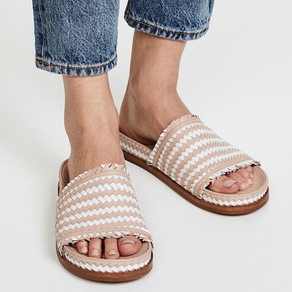 Sigerson Morrison Woven Leather Slide Sandals - Picture 1 of 12